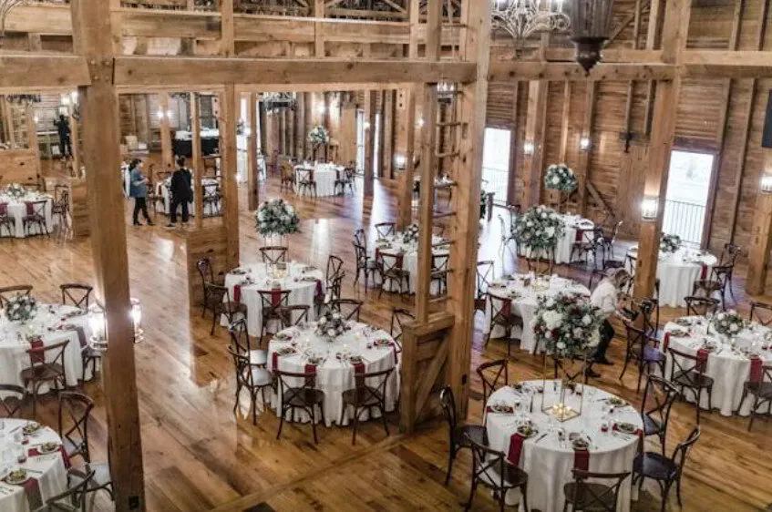 Wedding guests at a Star Barn photo booth