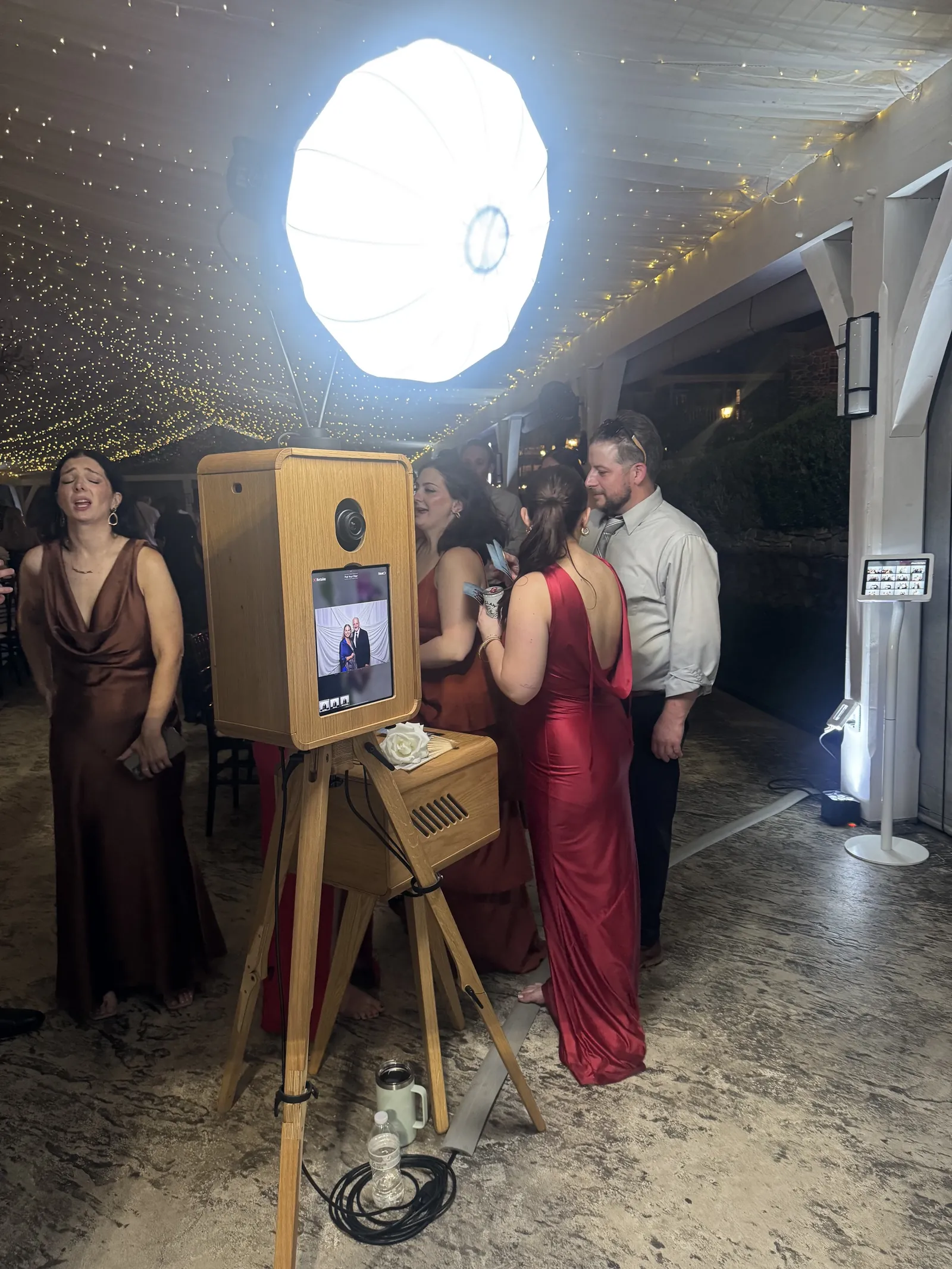 Meredith and Ron with wedding guests at the FX Photo Booths Icon booth, Moonstone Manor, Elizabethtown PA