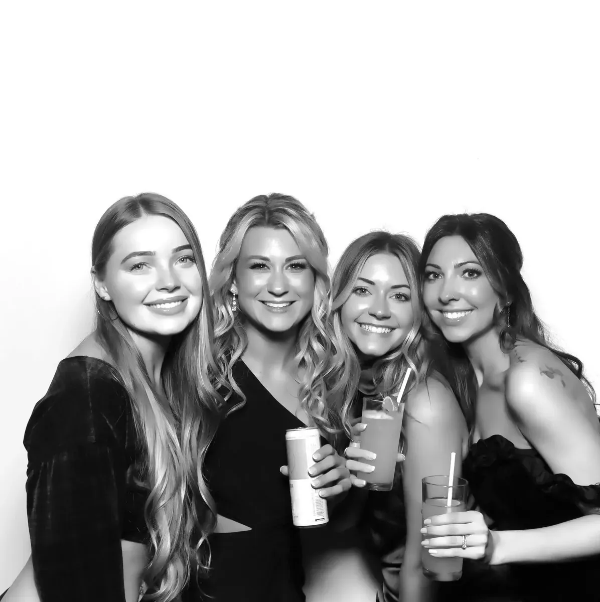 Glam booth black and white photo