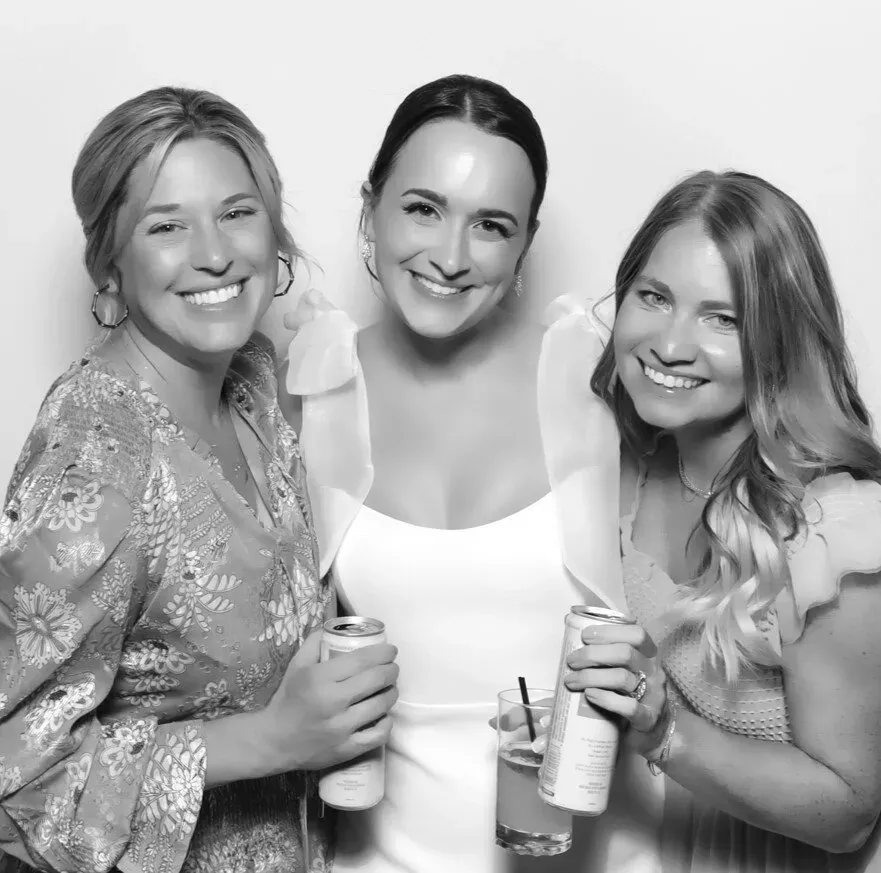 Glam photo booth experience — old school Hollywood black-and-white portraits